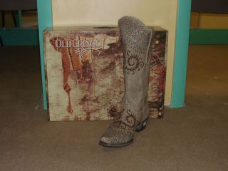 Gorgeous Old Gringo Zarape Cowgirl Boot  Taupe with Teal/Turquoise