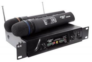 PYLE PRO PDWM2600 DJ Dual UHF Wireless Microphone System Rack w/2 Mics