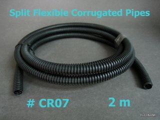 Black #OTH7 Dia 7mm Split Flexible Corrugated Plastic Conduit x 2m