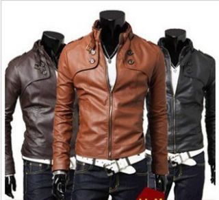 New Hot`Mens Slim Top Designed Sexy PU Leather Short Jacket Coat