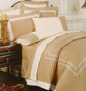 QUEEN 11pc Bed in a Bag Lexington Taupe Embroidered Comforter Set
