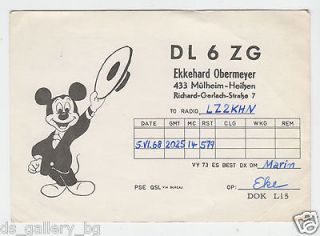 Nice Mickey Mouse German Amateur Radio Card Postcard 1960s