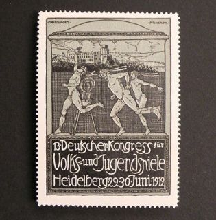 Poster Stamp ** ATHLETIC GAMES CONGRESS ** 1912 Advertising