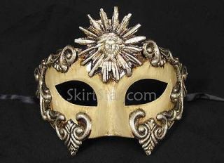 GREEK VENETIAN face MASK masquerade mens Silver costume Sun God
