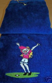 Embroidered, Blue, Best Tri fold golf towel Yes Girl