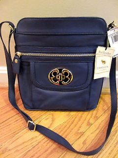 Leather Classics Dark Blue Messenger Crossbody Bag Purse Handbag NWT