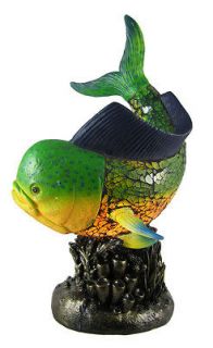Crackle Glass Dolphin Fish Accent Table Lamp Mahi