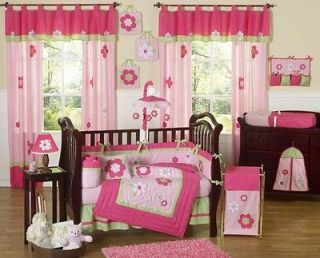 Boutique   Hot Pink Zebra 13 pcs Baby Girl Crib Nursery bedding Set