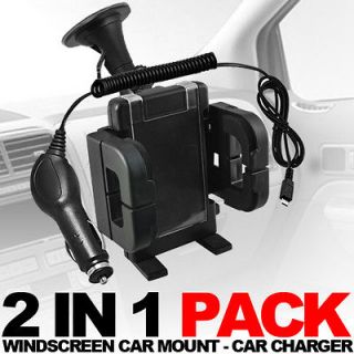 SUCTION CAR HOLDER+CAR CHARGER FITS VARIOUS PHONES MOUNT CRADLE