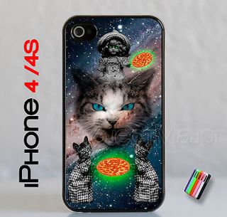 Apple iPhone 4/4S Blue Eyes Pizza Galaxy Cat Kitten Case Cover Hipster