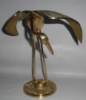 Gorgeous Solid Brass Heron Crane Statue 12 Japan Happiness Wedding