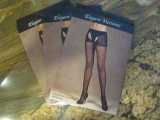 ELEGANT MOMENTS 3 PAIR CROTCHLESS PANTYHOSE LOT FOR MEN AND WOMEN PLUS