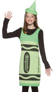 Girls Green Crayola Crayon TWEEN Kids Halloween Costume