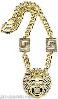 New 3 Head Pendant With 19 Inch Cuban Link Necklace Chain Chris Brown
