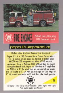 GRUMMAN FIRECAT CUSTOM PUMPER FIRE TRUCK ENGINE CARD Medford Lakes, NJ
