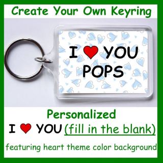 Personalized I Heart ( Love ) You Two Sided Keyring Keychain Key Fob