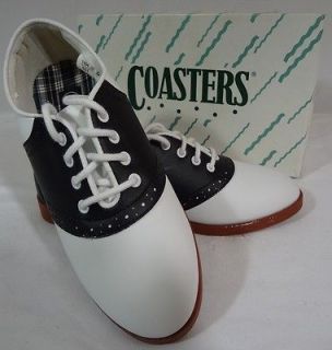 & WHITE 1950s STYLE COSTUME SADDLE OXFORD SHOES BY COASTERS SIZE 3