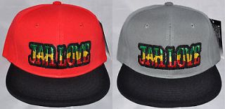 JAH LOVE Text Rasta 2Tones Vintage Snapback Hat/Cap