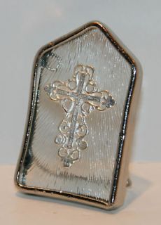 Crackle Glass with Cross Plaque Religous Gift Favor