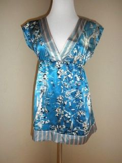 MIMI CHICA from  Size M Blue Floral Satin Tie Back Goddess