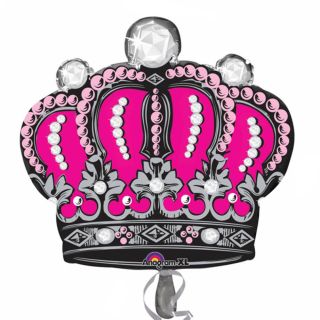 Black Princess Majestic Royal Diamond Crown Foil Supershape Balloon