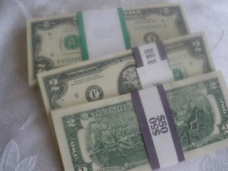 Mint, Uncirculated, Crisp Two of $2 Dollar Bills 2009