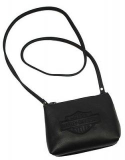HARLEY DAVIDSO N® Womens Small Black Leather Purse Bar & Shield