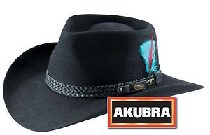 New Akubra Authentic Hat, Snowy River, Black, Fur felt, Best selling