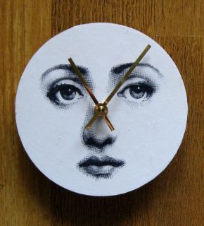 Fornasetti Face. Unique handmade wall clock.