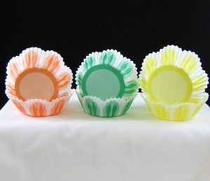 SCALLOP EDGE Grease Proof Candy Cupcake Baking Cups Assorted Colors