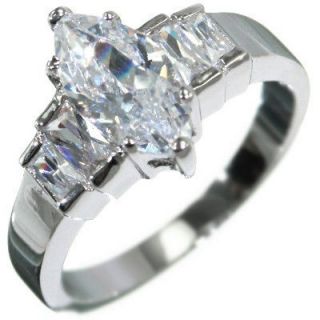 24CTW Marquise Cut Baguettes Stone Engagement Wedding Bridal Ring