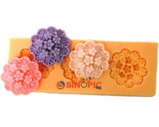 Wholesale 3D 3pcs Flower shape Silicone chocolate jelly Soap Molds