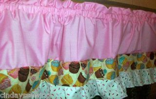 custom made pink kitchen girls bedroom cupcake window treatment