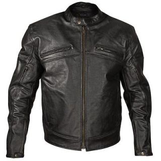 Armored Black abrasion resis tant Leather Motorcycle Jacket Mandarin
