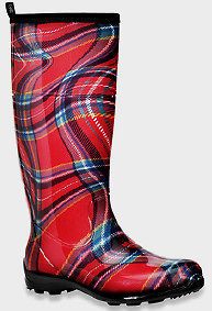 KAMIK CANADA MADE RUBBER BOOTS BROWN WAvY PLAID KATHRYN WOMAN US 10