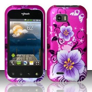 For LG Eclypse C800G Purple Flower Skin Snap on Hard Case Phone Cover