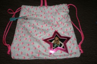 Hannah Montana Miley Cyrus Fabric Cotton Backpack Girls Pink Stars