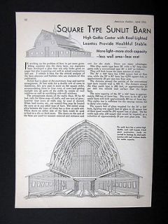 Clay Equipment Square Type Sunlit Dairy Barn Design Idea 1934 print