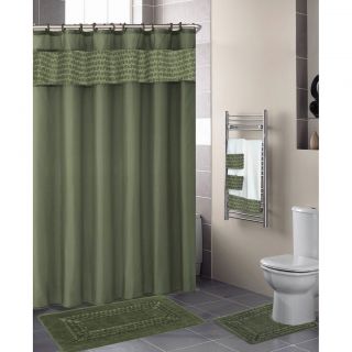 Pc. Bathroom Set2 Rugs/Mats/1 Fabric Shower Curtain/12 Plastic Rings