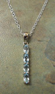 Silver 925 & Sky Blue Topaz Long Pendant Necklace With Gift Box