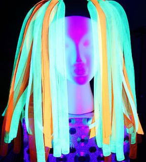 Cyber falls  Cyrus Neon Cyberlox green orange hair rave dread UV