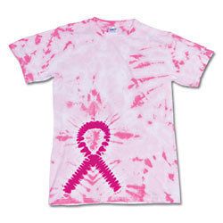 Tie Dye T Shirt Pink Breast Cancer Awareness Ribbon tee womens SUSAN G