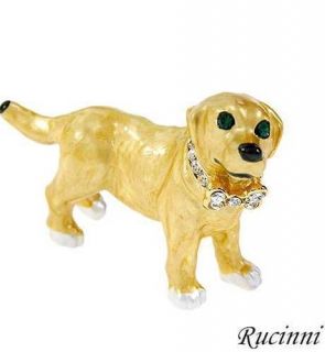 Rucinni Crystal & Enameled Yellow Lab Labrador Retriever Dog Pin