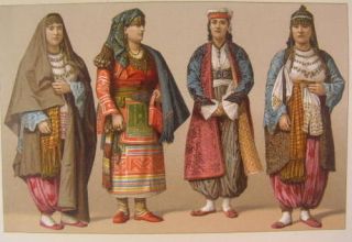 Greek Albanian traditional 1888 Racinet color costumes