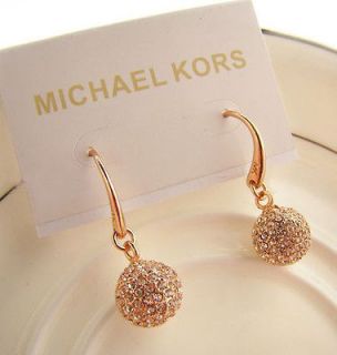 Kors Spring Sparkle Pave Crystal Ball Drop Earrings Rose Gold Silver
