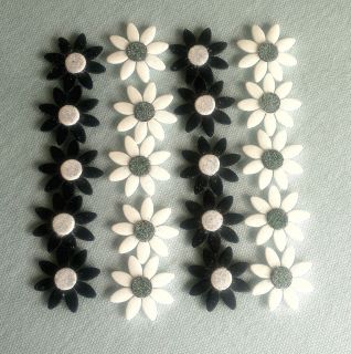 sugar flowers.black and white glitter daisy. cake toppers decoration