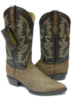 MENS BROWN LEATHER SHARK DESIGN COWBOY BOOTS FOR WESTERN RODEO J TOE
