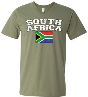 South Africa Country Flag Mens V Neck T Shirt Tee South African Soccer