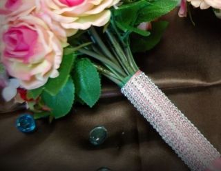 rhinestone look wedding Bouquet BLING holder Cake Banner Flower decor
