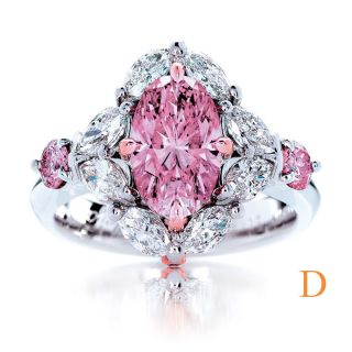 39 Carat Fancy Pink Oval Cut GIA Diamond 22k White Gold (Marquise